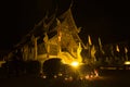 Ancient buddhism church at night