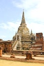 Ancient Buddhist pagoda ruins at Wat Phra Sri Sanphet temple. Royalty Free Stock Photo