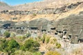 Ancient Buddhist Rock temples at Ajanta Royalty Free Stock Photo