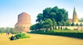 Ancient buddhist stupa Dhamek in Sarnath Royalty Free Stock Photo