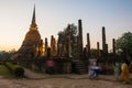 The ancient Buddhist temple of Wat Sa Si in evening twilight.