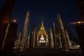 The ancient Buddhist temple of Wat Sa Si in evening twilight. H