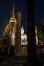 The ancient Buddhist temple of Wat Sa Si in evening twilight. H