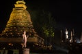 The ancient Buddhist temple of Wat Sa Si in evening twilight. H