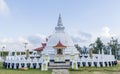 Ancient buddhist white stupa in the mountains