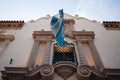 Ancient building with Argentinian flag on facade with columns in old town Royalty Free Stock Photo