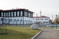 Ancient building 1822-1824 of the former county school on the embankment of the city of Yeniseisk.