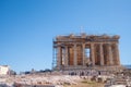 The ancient building of the Parthenon in the Acropolis under construction, Athens, Greece. Royalty Free Stock Photo