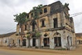 An ancient building in a street of grand bassam in ivory coast
