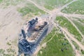 Aerial view of ancient buildings on poyang lake