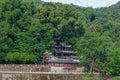 The ancient buildings in mountains in the Dujiangyan Irrigation System