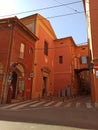 Ancient builgings with their arcades in Bologna city Italy