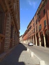 Ancient builgings with their arcades in Bologna city Italy