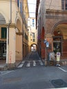 Ancient builgings with their arcades in Bologna city Italy