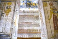 Ancient burial chambers for Pharaohs with hieroglyphics at the valley of the kings, Luxor, Egypt. Royalty Free Stock Photo