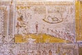 Ancient burial chambers for Pharaohs with hieroglyphics at the valley of the kings, Luxor, Egypt. Royalty Free Stock Photo