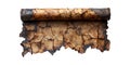 Ancient Burnt Scroll Texture. Historical Document With Weathered And Charred Appearance Isolated On Transparent Royalty Free Stock Photo