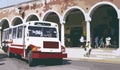 Ancient bus in the city of Merida, illustrative drawing