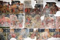 Ancient Byzantine fresco paintings on the wall in the old church