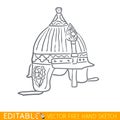 Ancient byzantine helmet. Editable vector icon in linear style