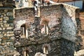 Old Byzantium brick wall and windows. Melnik fortress, Bulgaia