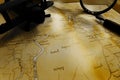 Ancient Calcutta India map dark tone