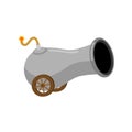 Ancient cannon cartoon isolated. Funny little War Ship cannon Royalty Free Stock Photo