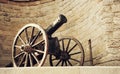 An ancient cannon close-up against the background of the fortress wall of the Old City. Baku. Republic of Azerbaijan Royalty Free Stock Photo