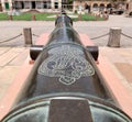 Ancient cannon on the courtyard of a royal residential building at Ramnagar Fort, Varanasi India Royalty Free Stock Photo