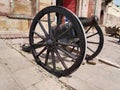 Ancient cannon on the courtyard of a royal residential building at Ramnagar Fort, Varanasi India Royalty Free Stock Photo