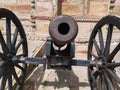 Ancient cannon on the courtyard of a royal residential building at Ramnagar Fort, Varanasi India Royalty Free Stock Photo