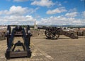 The ancient cannon guns on the ramparts of the walled city of Londonderry in Northern ireland