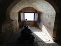 Ancient cannon inside Belem Tower, Lisbon, Portugal