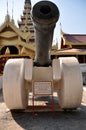 Ancient Cannon or ruins artillery gun at front of Mandalay Palace the last Burmese monarchy for Burmese people and foreign