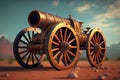 Ancient cannon on wheels, illustration generated by AI