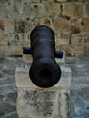 Ancient cannons of defense weapons in the old fortress Royalty Free Stock Photo