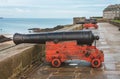 Ancient cannons on Saint-Malo wall Royalty Free Stock Photo