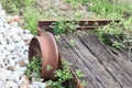 Ancient car maintenance railway on working Royalty Free Stock Photo