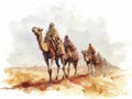 Ancient Caravan Traveling Through the Desert AI Generated