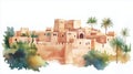 Ancient Carthage. Ancient Carthage hand drawn watercolor illustration on white background Royalty Free Stock Photo
