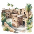 Ancient Carthage. Ancient Carthage hand drawn watercolor illustration on white background Royalty Free Stock Photo
