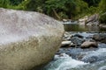 Ancient carved figures on stones in Jayuya Puerto Rico