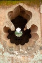 Ancient carved stone window in wall, Jahaz Mahal, Mandu, India Royalty Free Stock Photo
