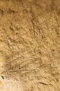 Ancient carving on the rocks, parietal art, cave painting, rock drawing in the Timna National Park, desert of Aravah valley in