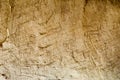 Ancient carving on the rocks, parietal art, cave painting, rock drawing in the Timna National Park, desert of Aravah valley in