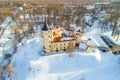 Ancient castle Bip in a winter landscape. Pavlovsk