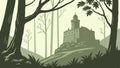 Ancient Castle in a Dark Forest, vector design Generative AI Royalty Free Stock Photo