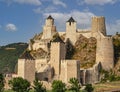 Ancient castle fortress on the river Golubac, Serbia. Selective focus Royalty Free Stock Photo