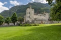 The ancient castle of Issogne, Aosta Valley, Italy, on a sunny summer day Royalty Free Stock Photo