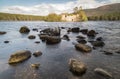 Ancient Castle on Loch an Eilein in the Cairngorms National Park of Scotland. Royalty Free Stock Photo